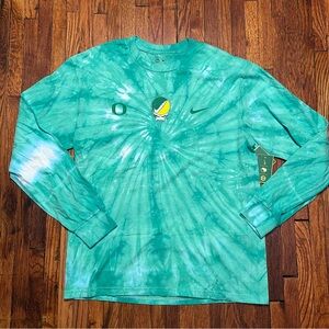 Nike Oregon Ducks X Grateful Dead LS T Shirt Size Medium Tye Die Green Cotton